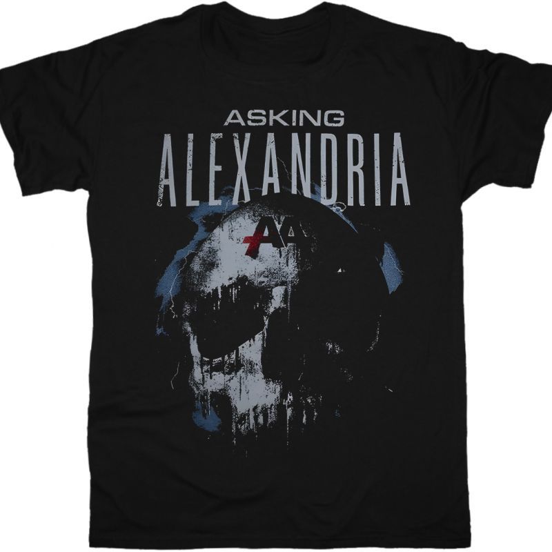 ASKING ALEXANDRIA STORM SKULL NEW BLACK T-SHIRT