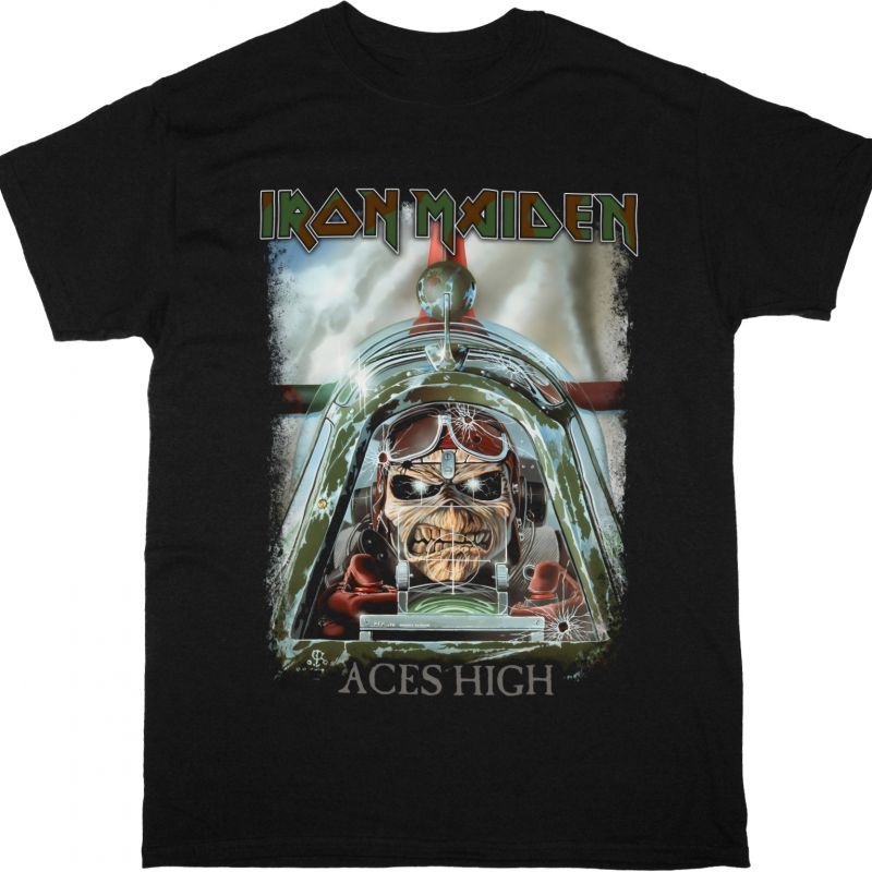 IRON MAIDEN ACES HIGH NEW BLACK T-SHIRT