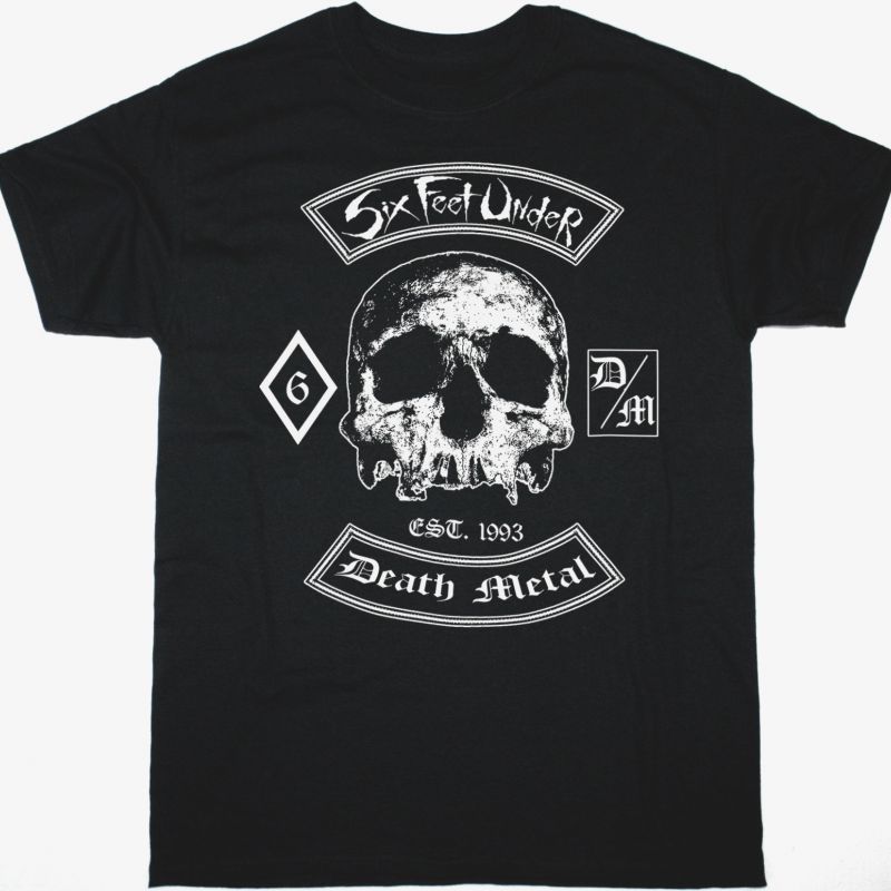 SIX FEET UNDER BIKER SKULL NEW BLACK T-SHIRT