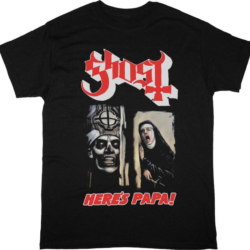 GHOST HERE'S PAPA NEW BLACK T-SHIRT