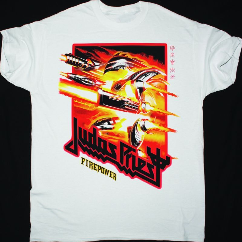 JUDAS PRIEST FIREPOWER FIGURES NEW WHITE T-SHIRT