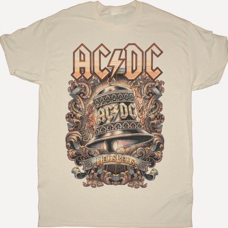 AC DC HELLS BELLS SHIELD AC/DC NEW NATURAL T-SHIRT