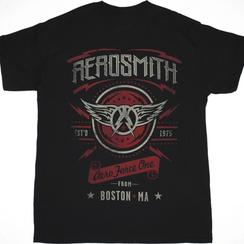 AEROSMITH AERO FORCE ONE NEW BLACK TSHIRT
