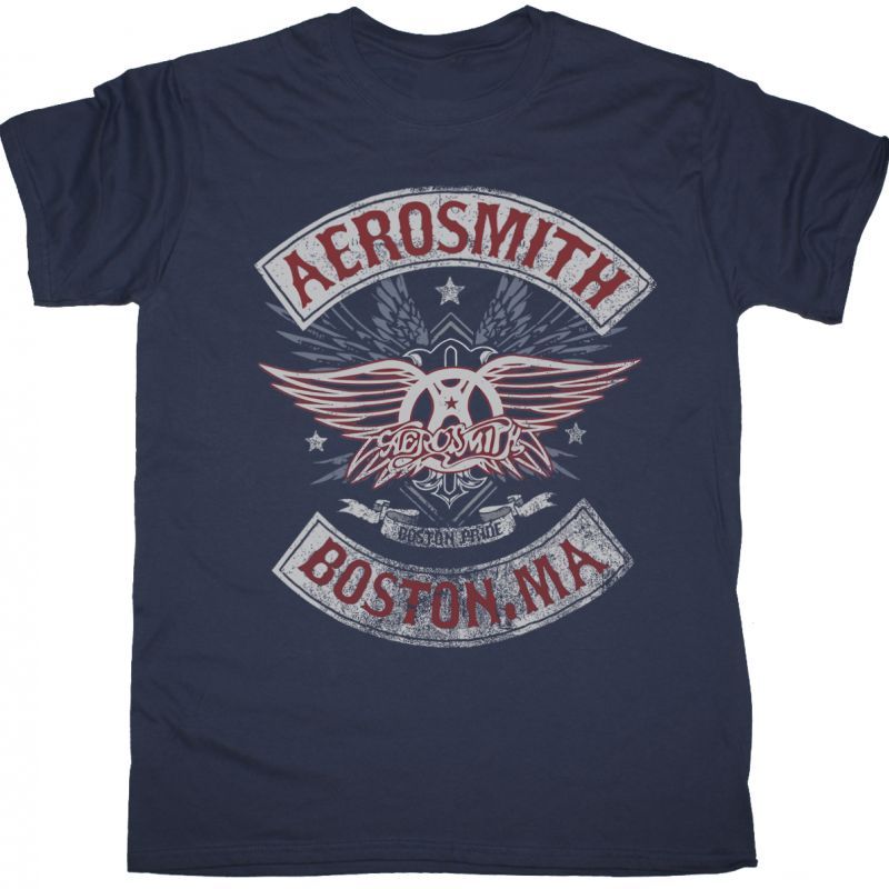 AEROSMITH BOSTON PRIDE NEW NAVY TSHIRT