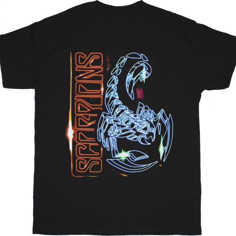 SCORPIONS NEON SIGN  NEW BLACK T-SHIRT