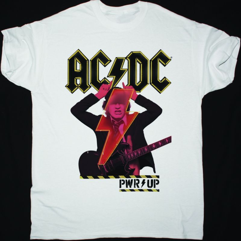 AC DC PWRUP ANGUS DEVIL AC/DC NEW WHITE T-SHIRT