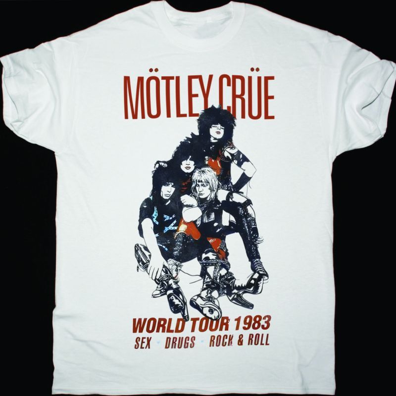 MOTLEY CRUE WORLD TOUR 1983 NEW WHITE T-SHIRT