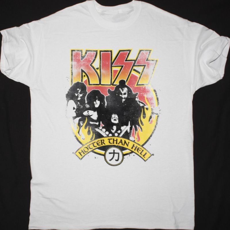 KISS HOTTER THAN HELL  NEW WHITE T-SHIRT