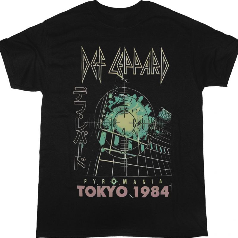 DEF LEPPARD PYROMANIA TOKYO 1984 NEW BLACK T SHIRT