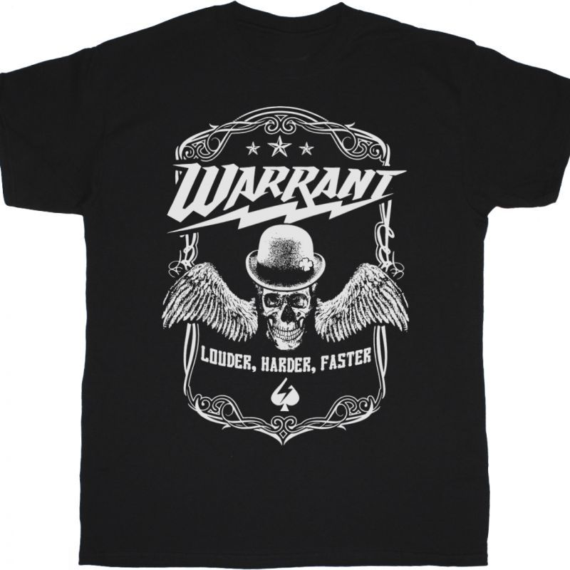 WARRANT LOUDER HARDER FASTER  NEW BLACK T-SHIRT