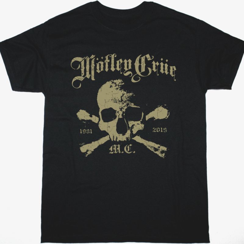 MOTLEY CRUE ORBIT SKULL  NEW BLACK T-SHIRT
