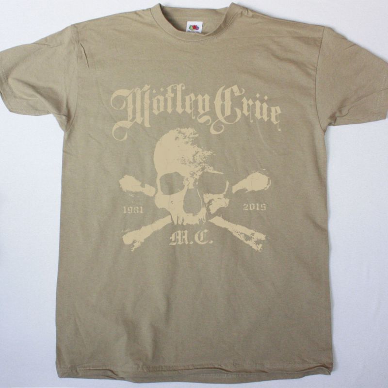 MOTLEY CRUE ORBIT SKULL  NEW KAKHI T-SHIRT