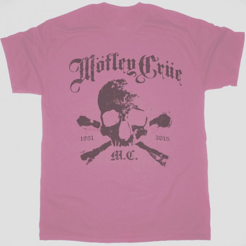 MOTLEY CRUE ORBIT SKULL NEW PINK T-SHIRT