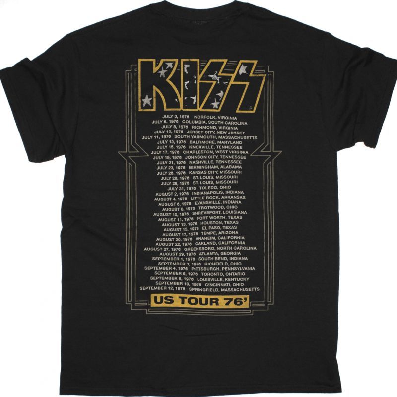 KISS US TOUR 76 NEW BLACK T-SHIRT