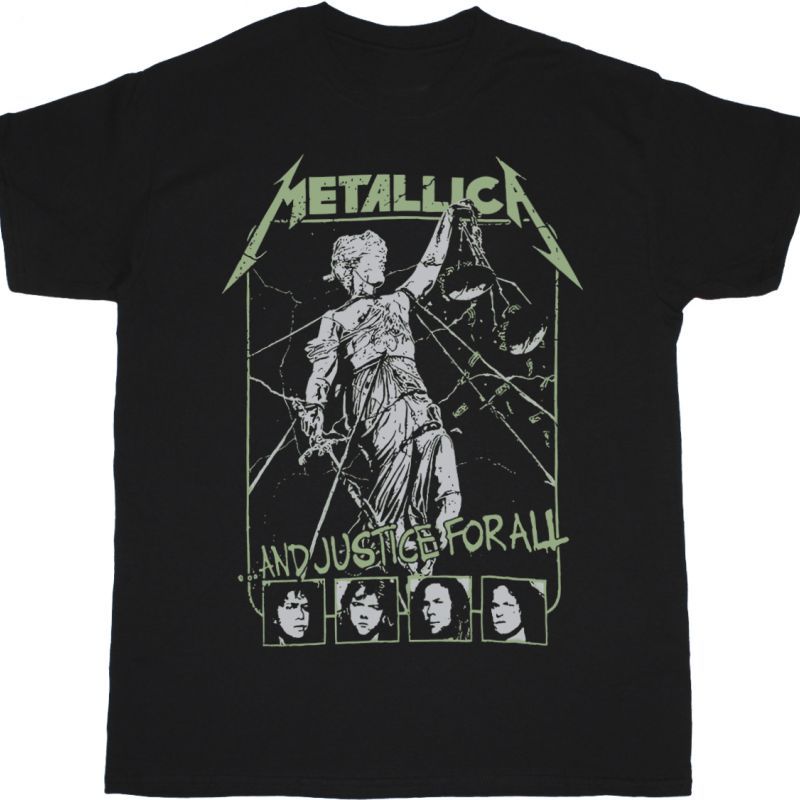 METALLICA JUSTICE FACES CHARCOAL NEW BLACK T-SHIRT