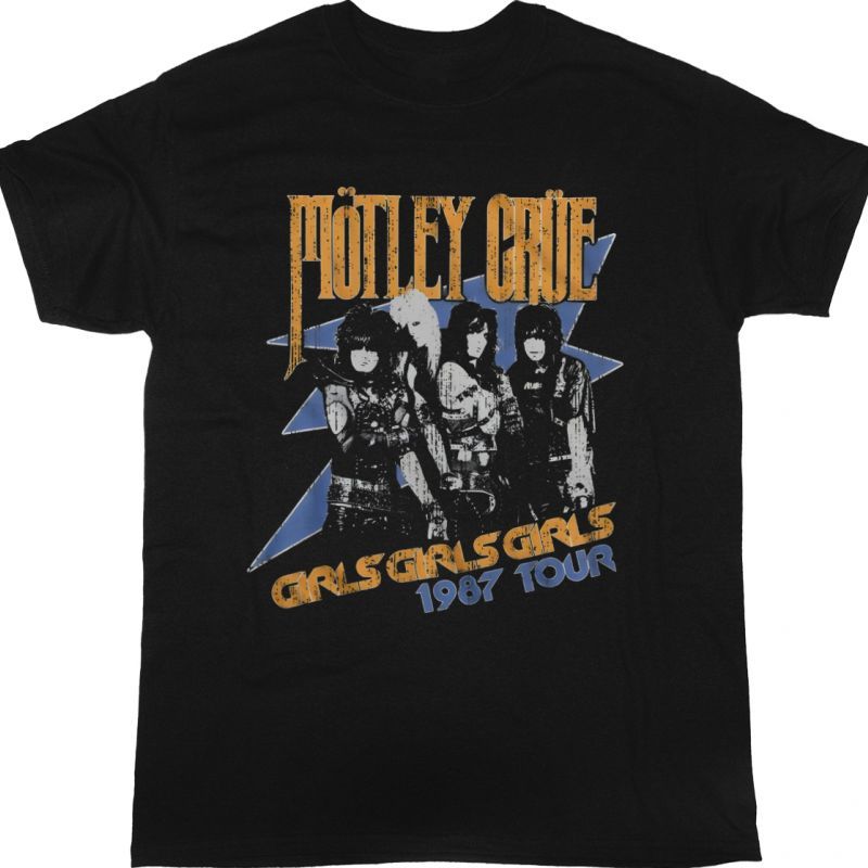 MOTLEY CRUE GIRLS GIRLS GIRLS 1987 TOUR NEW BLACK T-SHIRT