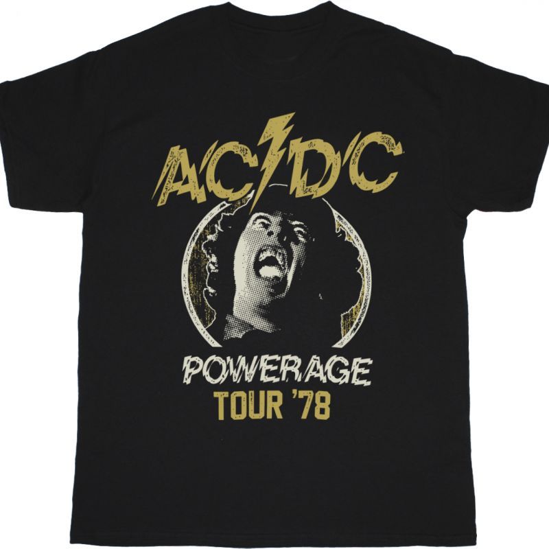 AC DC POWERAGE TOUR 78 AC/DC NEW BLACK T-SHIRT