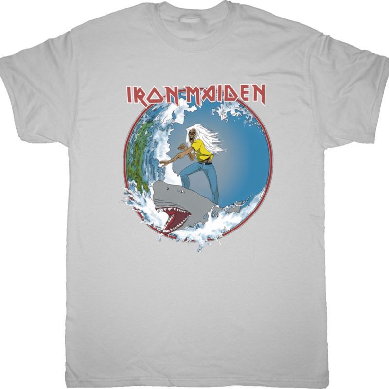 IRON MAIDEN THE BEAST CRACKS WEST COAST NEW GREY T-SHIRT