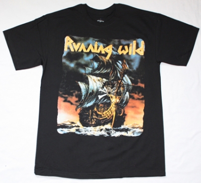 RUNNING WILD UNDER JOLLY ROGER 1987  NEW BLACK T-SHIRT