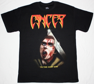 CANCER TO THE GORY END'90 NEW BLACK T-SHIRT