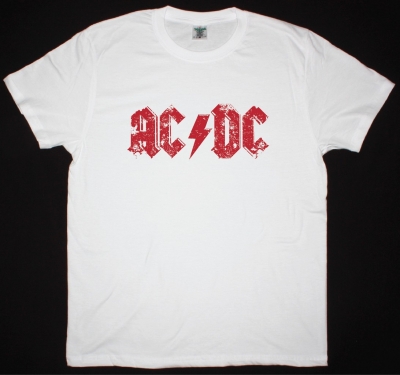 AC DC DISTRESSED LOGO AC/DC NEW WHITE T-SHIRT