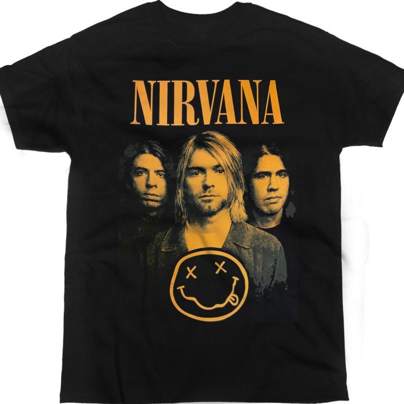 NIRVANA BAND SMILE NEW BLACK T-SHIRT