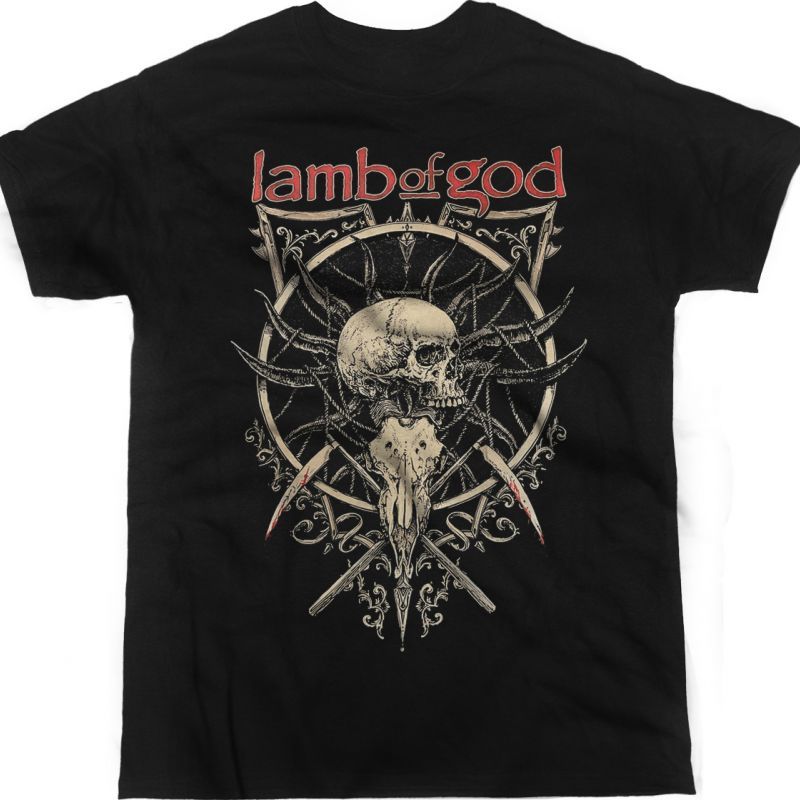 LAMB OF GOD CROWNED IN BONE NEW BLACK T-SHIRT