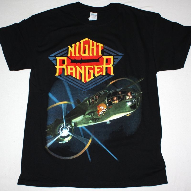 NIGHT RANGER 7 WISHES 1985 NEW BLACK T-SHIRT