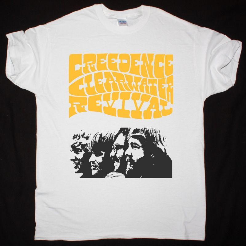 CREEDENCE CLEARWATER REVIVAL BAND NEW WHITE T-SHIRT