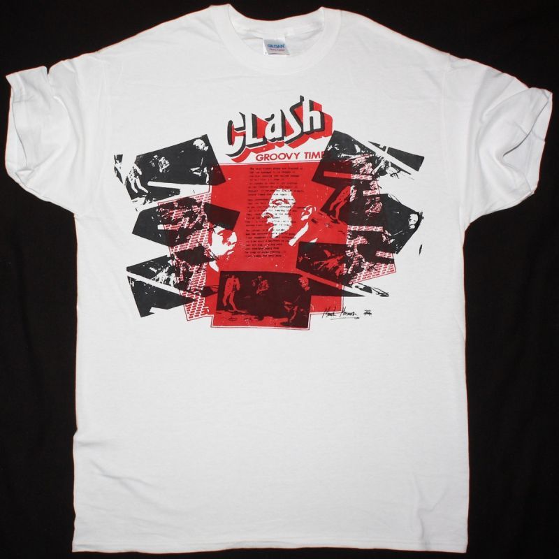 THE CLASH GROOVY TIMES NEW WHITE T SHIRT