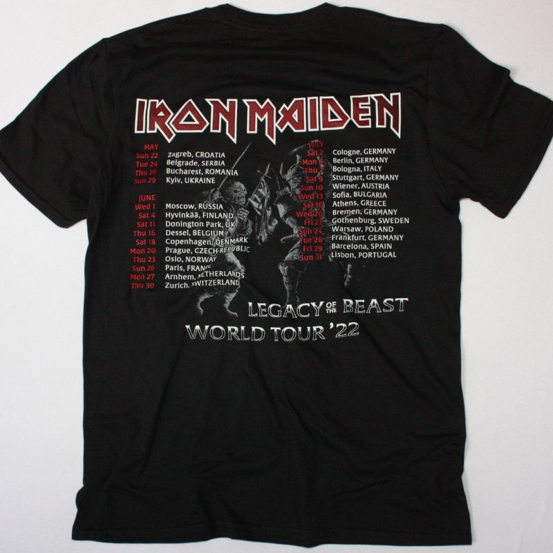 IRON MAIDEN LEGACY OF THE BEAST WORLD TOUR ‘22 NEW BLACK T SHIRT