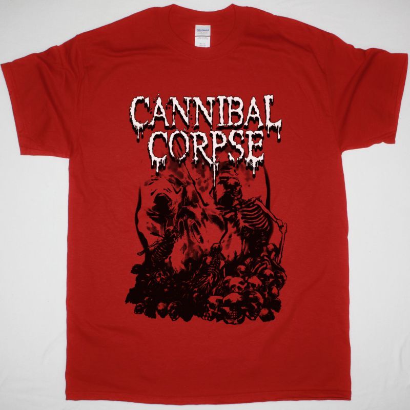 CANNIBAL CORPSE PILE OF SKULLS NEW RED T-SHIRT