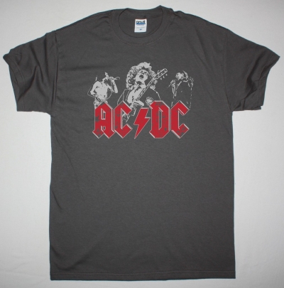 AC DC ANGUS YOUNG AC/DC NEW GREY CHARCOAL T-SHIRT