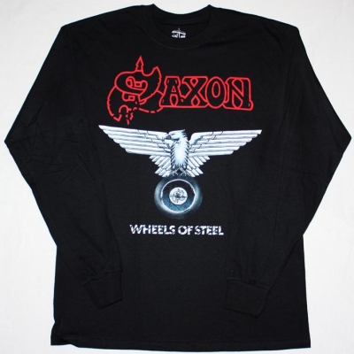SAXON WHEELS OF STEEL '80 S-XXL NEW BLACK LONG SLEEVE T-SHIRT