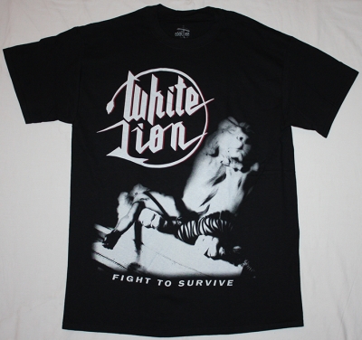 WHITE LION FIGHT TO SURVIVE ’85 NEW BLACK T-SHIRT