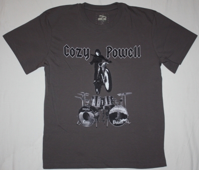 COZY POWELL MOTORCYCLE NEW GREY T-SHIRT