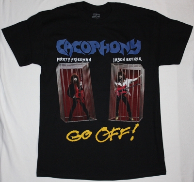 CACOPHONY GO OFF!  1988 MARTY FRIEDMAN JASON BECKER NEW BLACK T-SHIRT