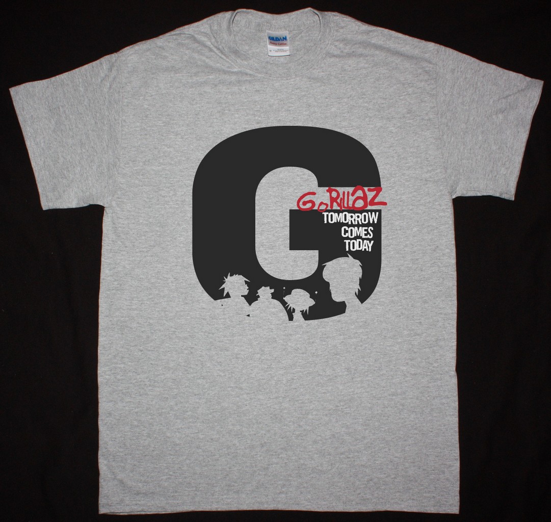 GORILLAZ TOMORROW COMES TODAY NEW SPORTS GREY T SHIRT - Best Rock T-shirts