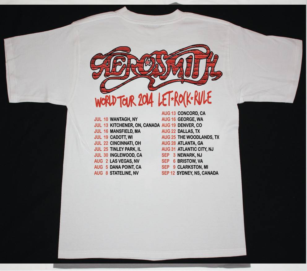 AEROSMITH LET ROCK RULE TOUR 2014 NEW WHITE T-SHIRT