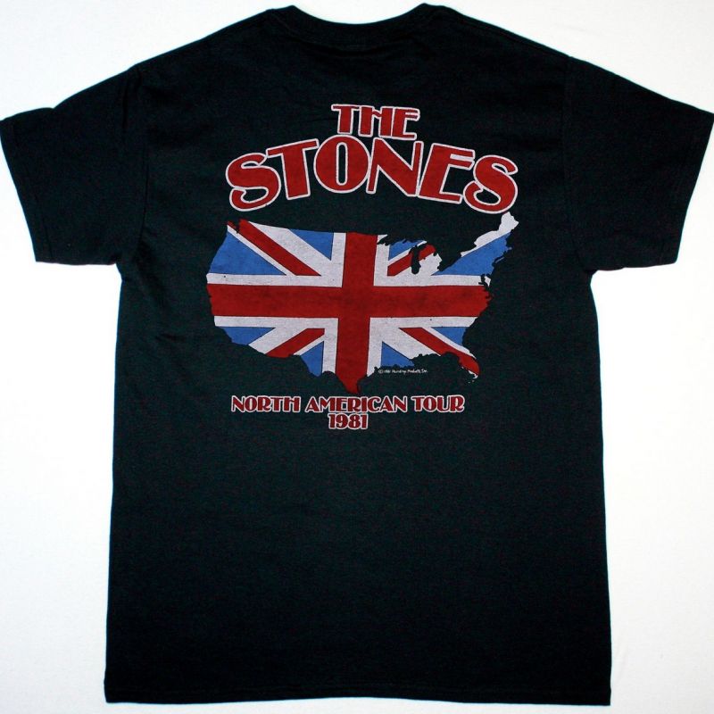 ROLLING STONES NORTH AMERICAN TOUR 1981 NEW BLACK T-SHIRT