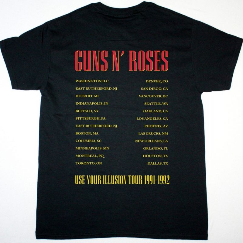 GUNS N ROSES USE YOUR ILLUSION US TOUR NEW BLACK T-SHIRT