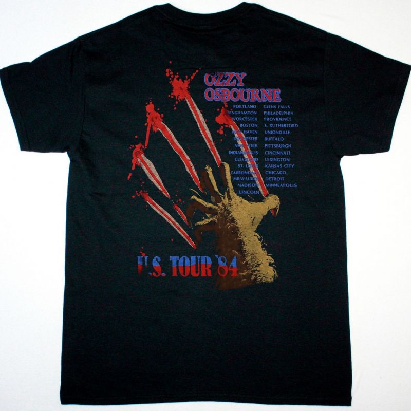 OZZY OSBOURNE US TOUR 1984 NEW BLACK T-SHIRT