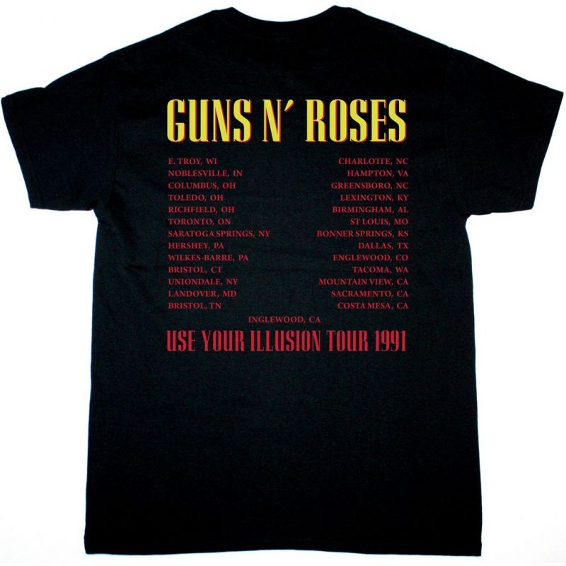 GUNS N ROSES SKULLS USE YOUR ILLUSION TOUR  NEW BLACK T-SHIRT