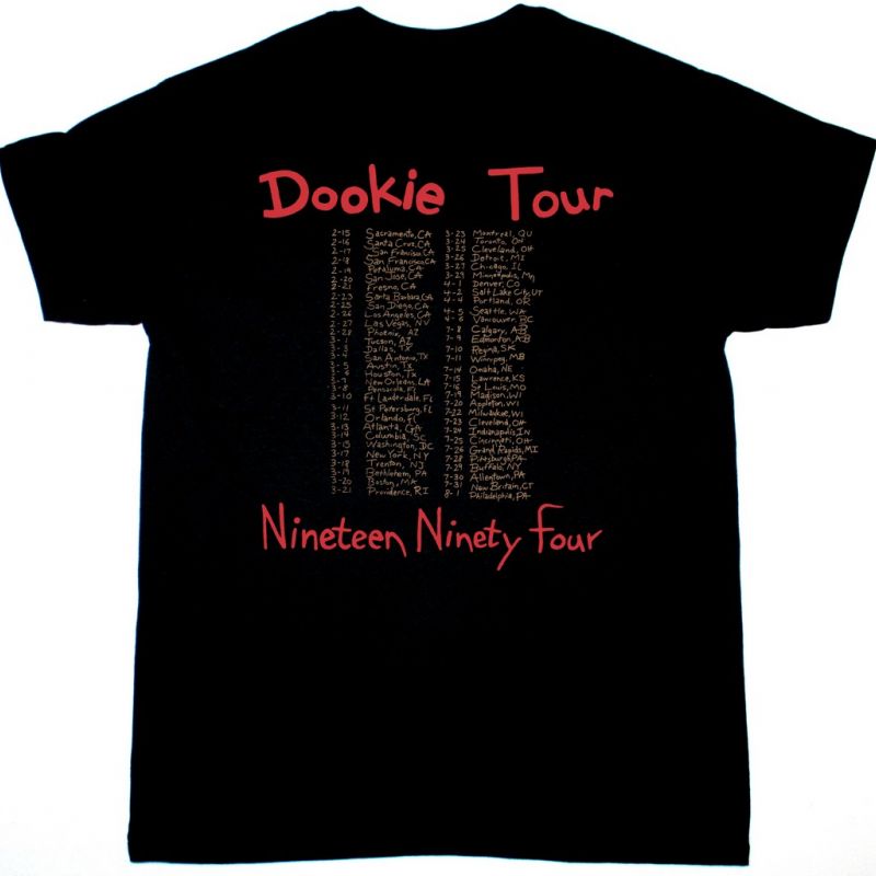 GREEN DAY DOOKIE TOUR 1994 NEW BLACK T-SHIRT