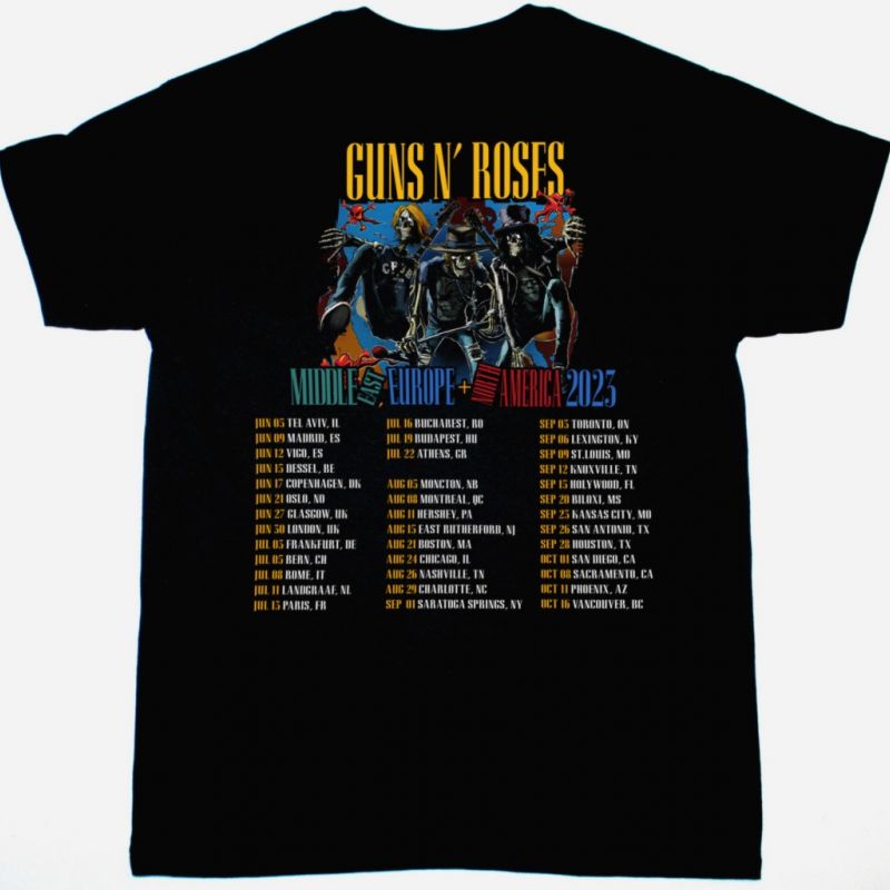 GUNS N ROSES 2023 TOUR NEW BLACK T-SHIRT
