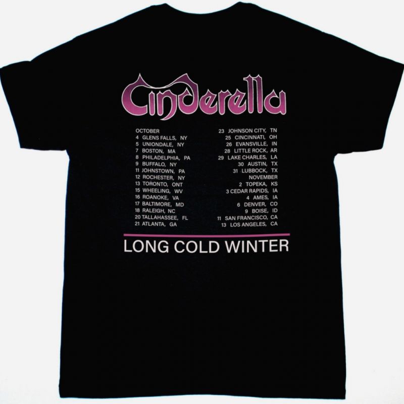 CINDERELLA LONG COLD WINTER TOUR NEW BLACK T SHIRT