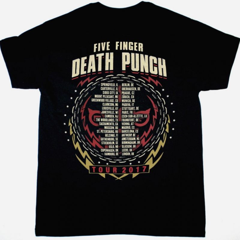 FIVE FINGER DEATH PUNCH TOUR 2017 NEW BLACK T-SHIRT
