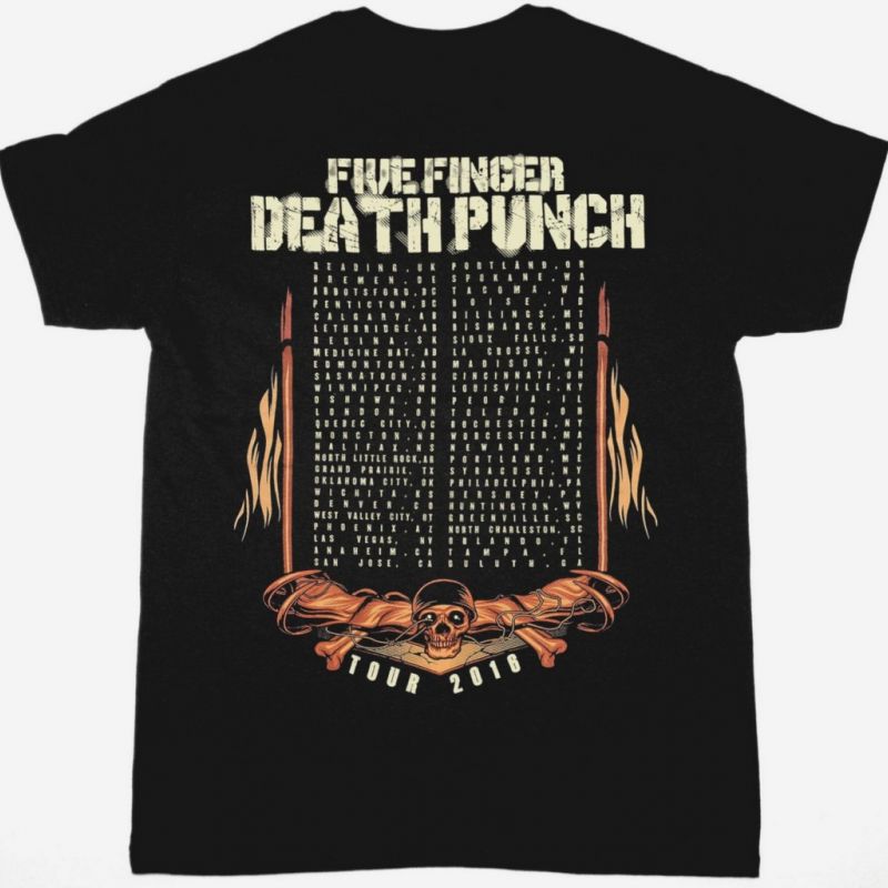 FIVE FINGER DEATH PUNCH TOUR 2016 NEW BLACK T-SHIRT