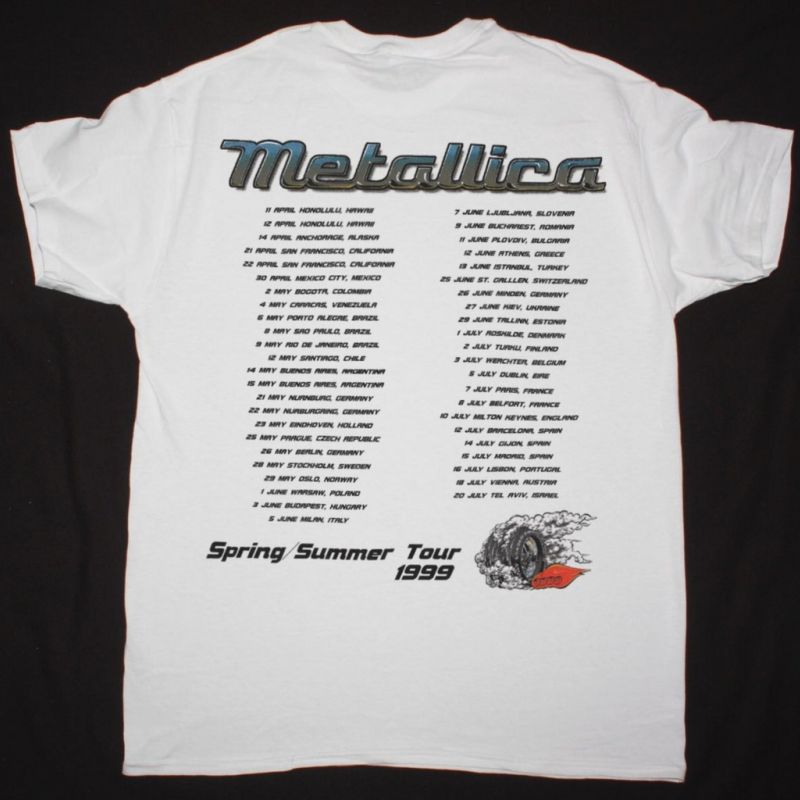 METALLICA GIMME FUEL SPRING SUMMER TOUR 1999 NEW WHITE T-SHIRT