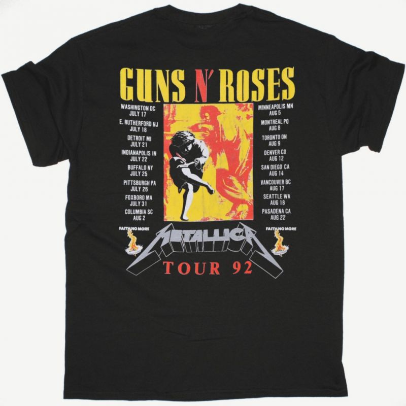 METALLICA GUNS N ROSES TOUR 1992 NEW BLACK T-SHIRT